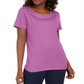 Camiseta feminina Karen Scott de algodão com acabamento em crochê, roxa, tamanho XS