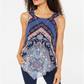 Top estampado com bainha pontuda e estampa paisley glow feminino da coleção JM, tamanho pequeno P