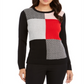Suéter feminino patchwork Charter Club preto tamanho pequeno GG