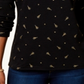 Blusa feminina Karen Scott com estampa de árvore e gola alta, preta, tamanho pequeno P