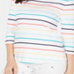 Charter Club Blusa listrada de algodão feminina, branca, tamanho pequeno GG