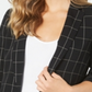 Calvin Klein Blazer Feminino Windowpane Roll Tab Preto Tamanho 16