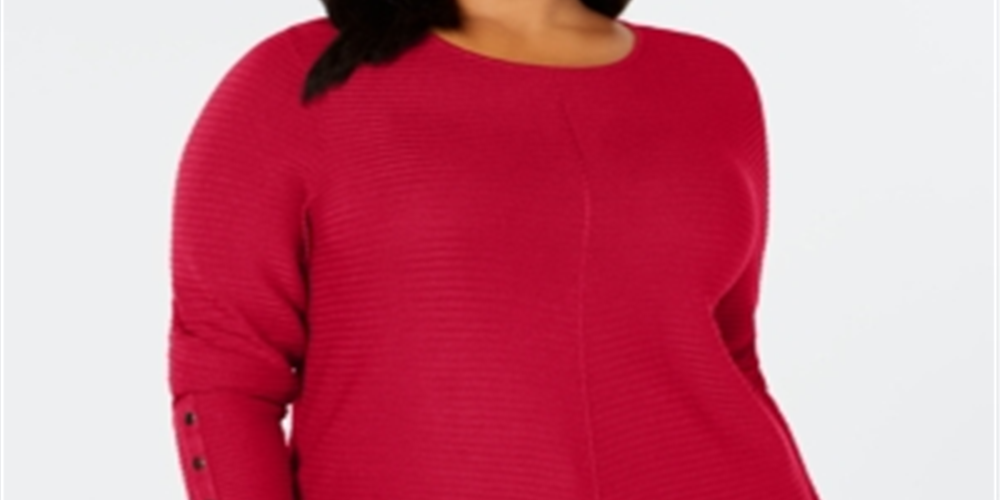 Suéter feminino Alfani com detalhe canelado e botões de pressão, vermelho, tamanho -2XL