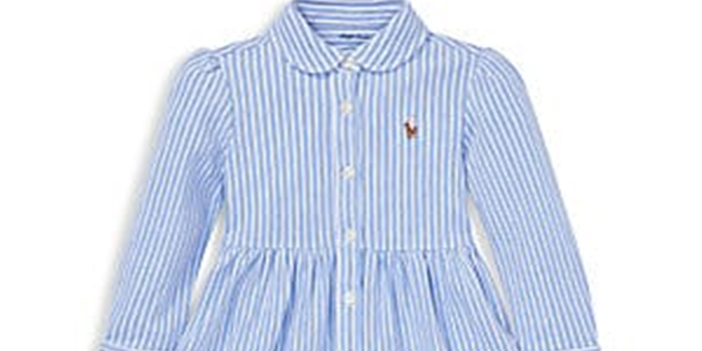 Conjunto de vestido e calça listrada Ralph Lauren para meninas, azul, tamanho 3MOS