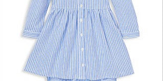 Conjunto de vestido e calça listrada Ralph Lauren para meninas, azul, tamanho 3MOS