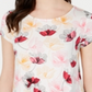 Camiseta feminina Alfani floral manga curta marrom tamanho pequeno grande