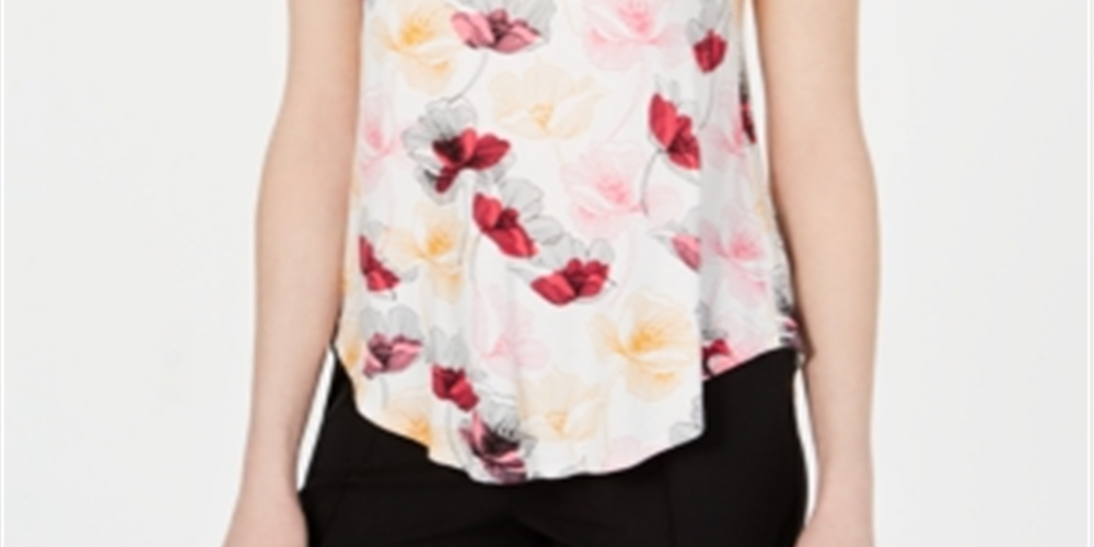 Camiseta feminina Alfani floral manga curta marrom tamanho pequeno grande