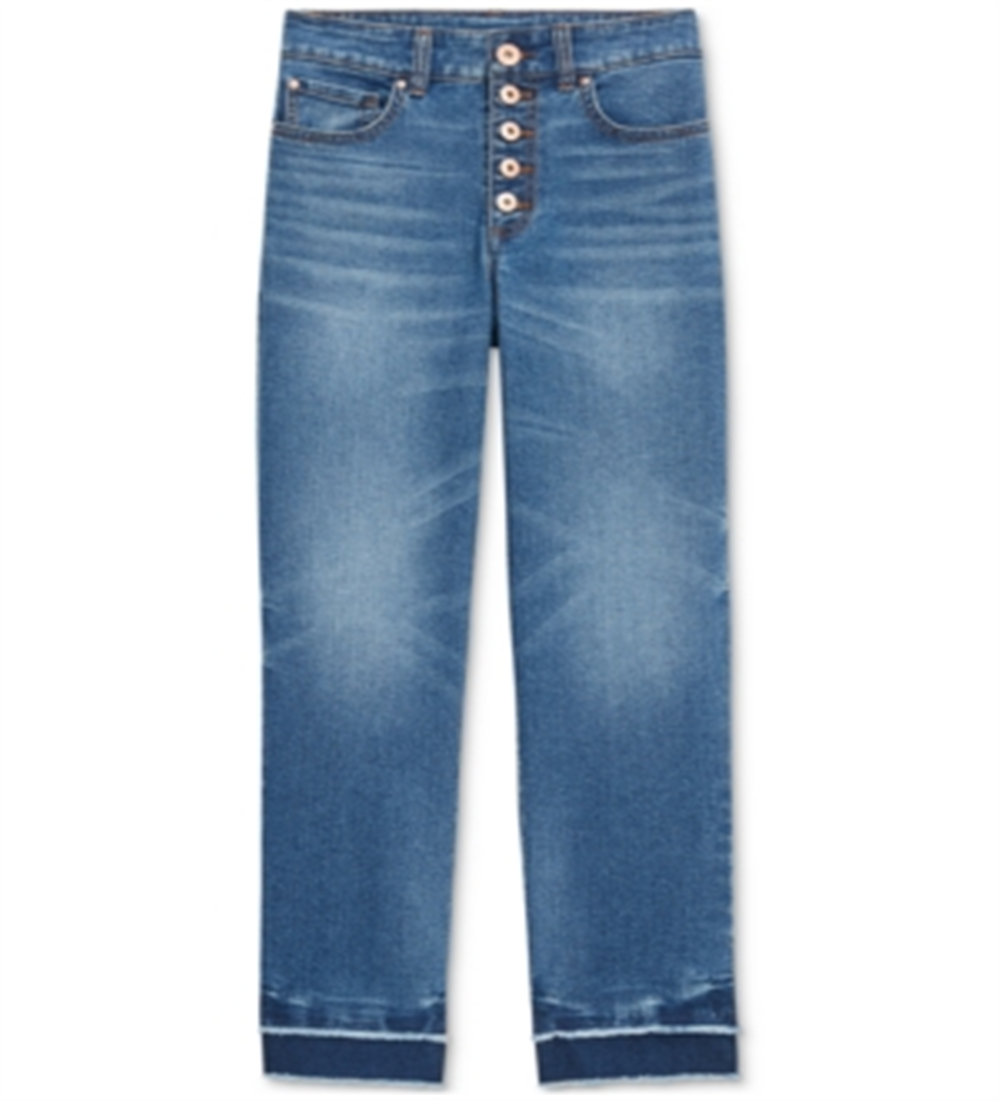 Calça jeans feminina rasgada e reta, tamanho 0, azul, da INC International Concepts