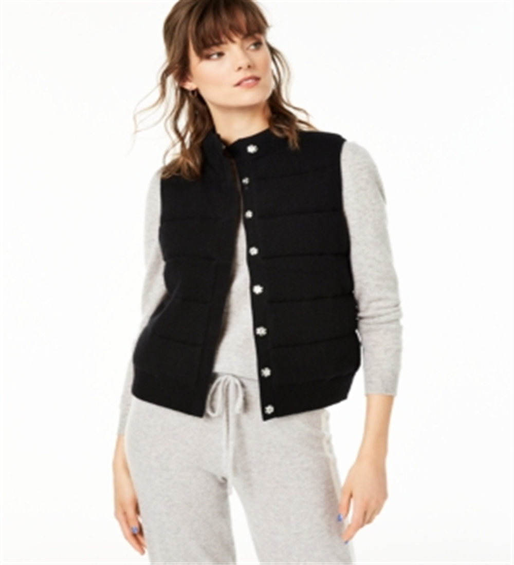 Colete de cashmere feminino Charter Club, preto, tamanho grande
