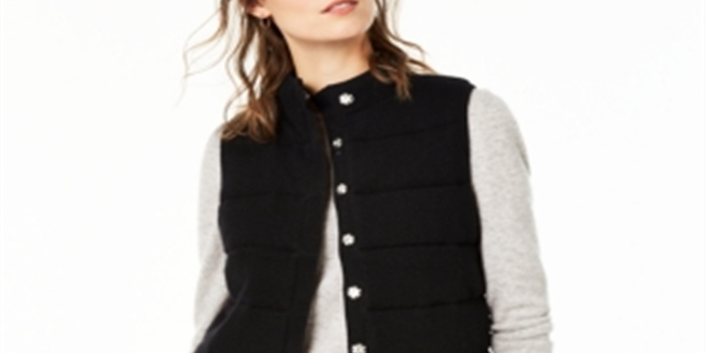 Colete de cashmere feminino Charter Club, preto, tamanho grande