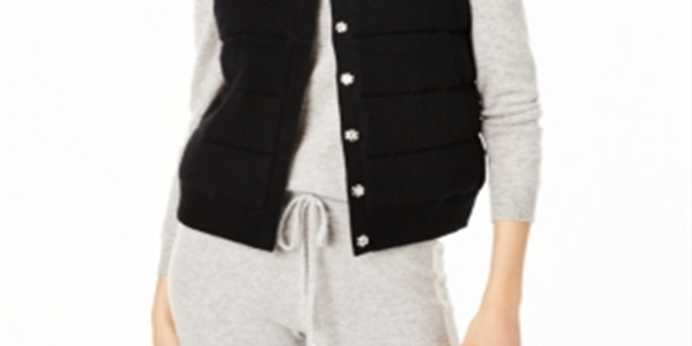 Colete de cashmere feminino Charter Club, preto, tamanho grande