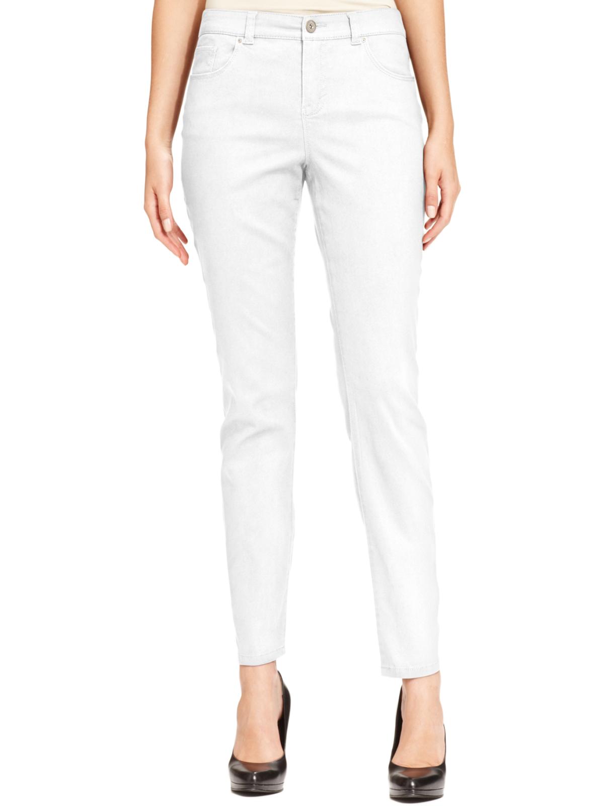 Calça jeans feminina Style &amp; Co, cintura média, branca, tamanho 16, curta