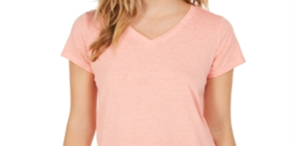Camiseta feminina estilo &amp; co com decote em V e estampa Burnout, laranja, tamanho P