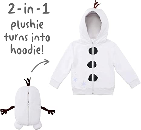 Cubcoats Olaf Frozen 2 em 1 infantil, moletom com zíper clássico transformador e pelúcia macia, branco