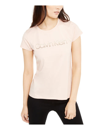 Camiseta Calvin Klein Feminina Gola Redonda com Logotipo e Estampa Rosa Tamanho P