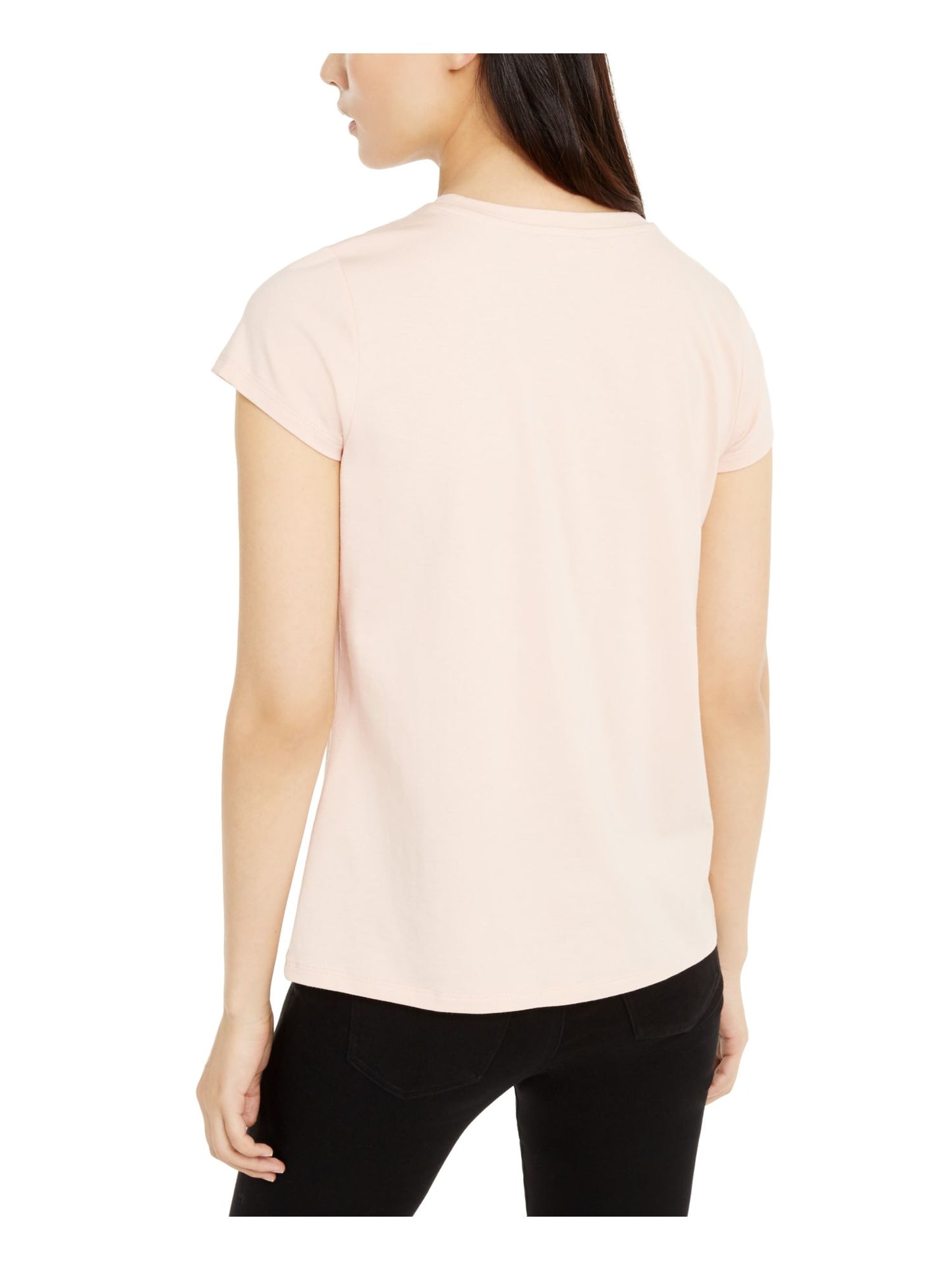 Camiseta Calvin Klein Feminina Gola Redonda com Logotipo e Estampa Rosa Tamanho P