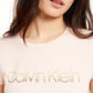 Camiseta Calvin Klein Feminina Gola Redonda com Logotipo e Estampa Rosa Tamanho P