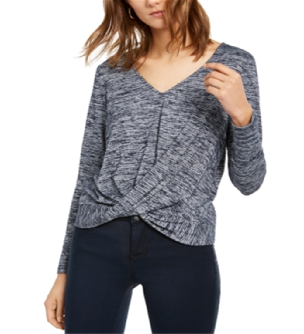 INC International Concepts Top Feminino Shine Twist Front Azul Tamanho XS