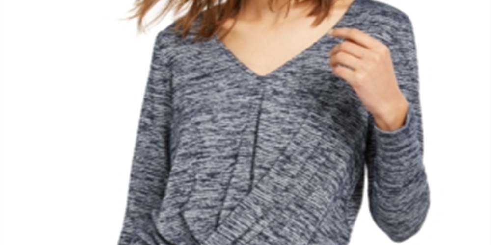 INC International Concepts Top Feminino Shine Twist Front Azul Tamanho XS
