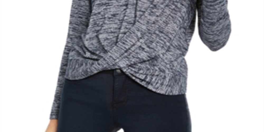 INC International Concepts Top Feminino Shine Twist Front Azul Tamanho XS