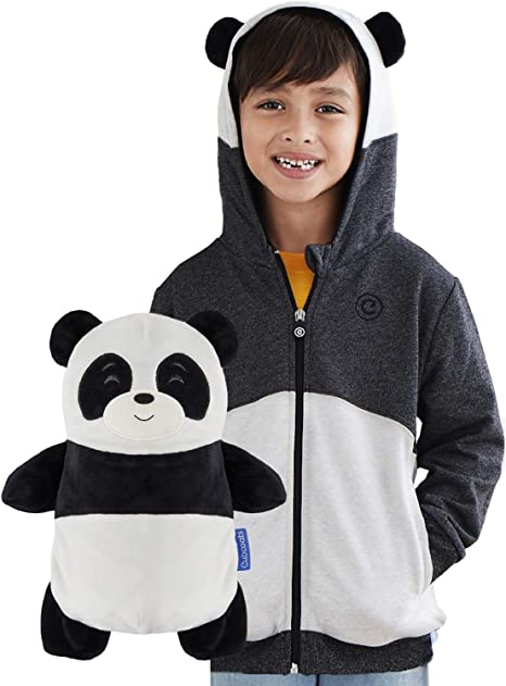 Cubcoats Papo The Panda 2 em 1 com capuz e pelúcia macia, preto e branco, unissex