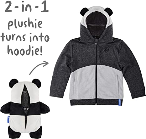 Cubcoats Papo The Panda 2 em 1 com capuz e pelúcia macia, preto e branco, unissex