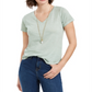 Camiseta feminina estilo &amp; co, gola V, verde, tamanho médio