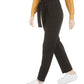 Calça feminina Bar III xadrez com zíper e bolsos, para usar no trabalho, perna reta, preta, tamanho 6