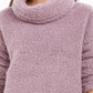 Suéter feminino estilo &amp; co com gola alta e forro de lã sintética sherpa, roxo, tamanho M