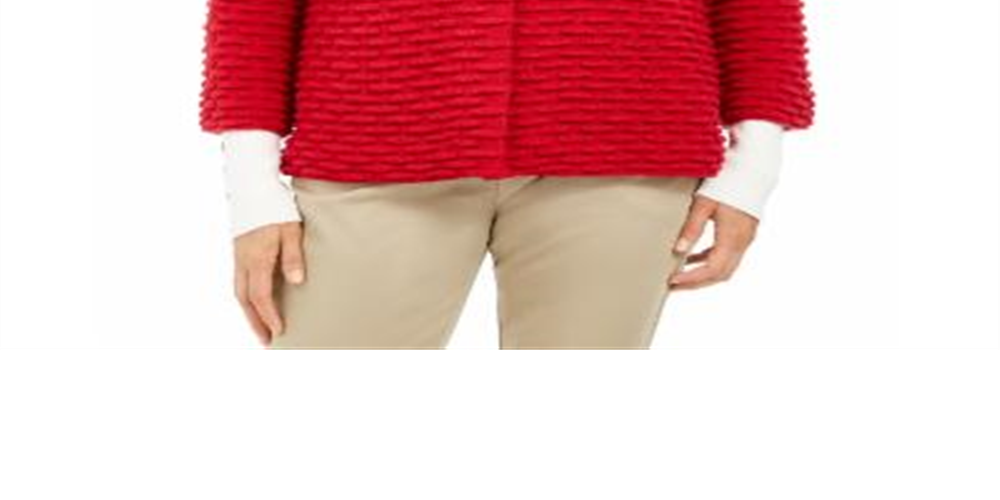 Jaqueta suéter texturizada feminina JM Collection para festa de fim de ano, vermelha, tamanho X-S