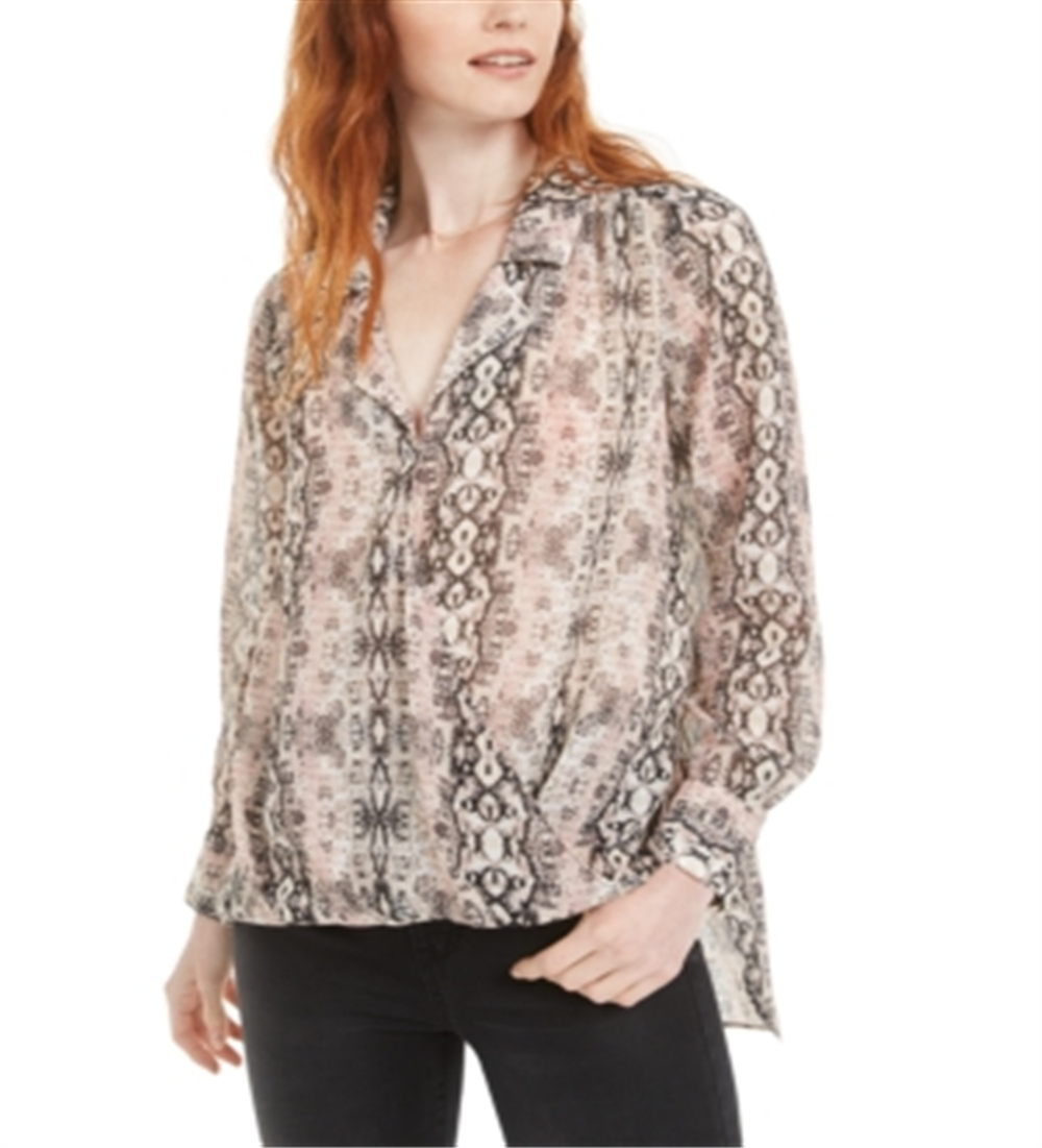 Top feminino Bar III estampado alto e baixo, bege/rosa, tamanho XXS