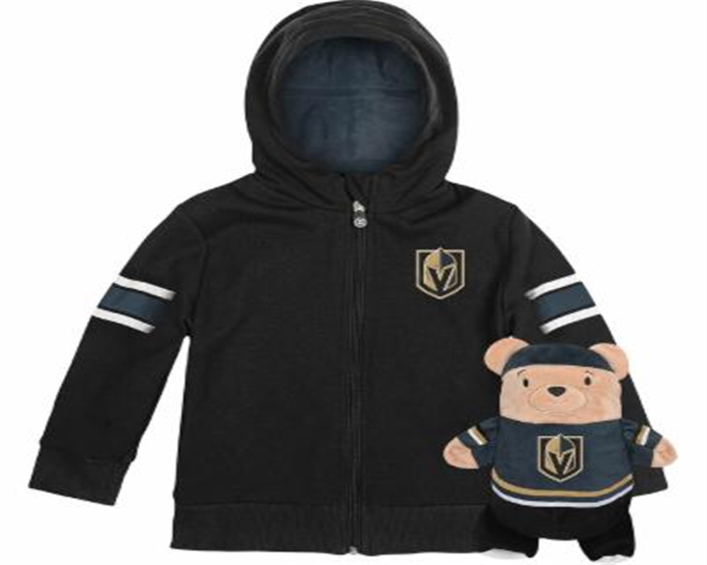 Cubcoats Meninos e Meninas Crianças Vegas Golden Knights 2 em 1 Transformando Moletom com Zíper Completo e Pelúcia Macia Preto Tamanho 2T