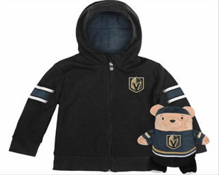 Cubcoats Meninos e Meninas Crianças Vegas Golden Knights 2 em 1 Transformando Moletom com Zíper Completo e Pelúcia Macia Preto Tamanho 2T