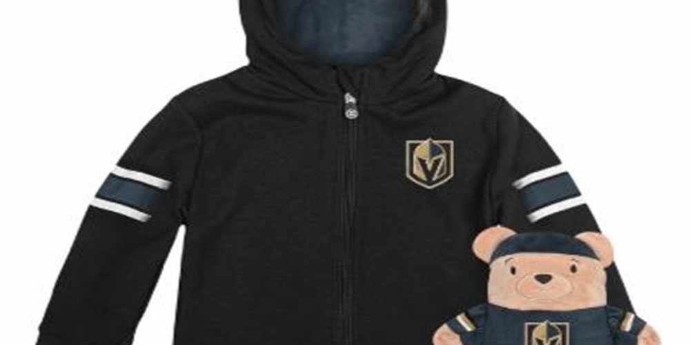 Cubcoats Meninos e Meninas Crianças Vegas Golden Knights 2 em 1 Transformando Moletom com Zíper Completo e Pelúcia Macia Preto Tamanho 2T