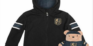 Cubcoats Meninos e Meninas Crianças Vegas Golden Knights 2 em 1 Transformando Moletom com Zíper Completo e Pelúcia Macia Preto Tamanho 2T