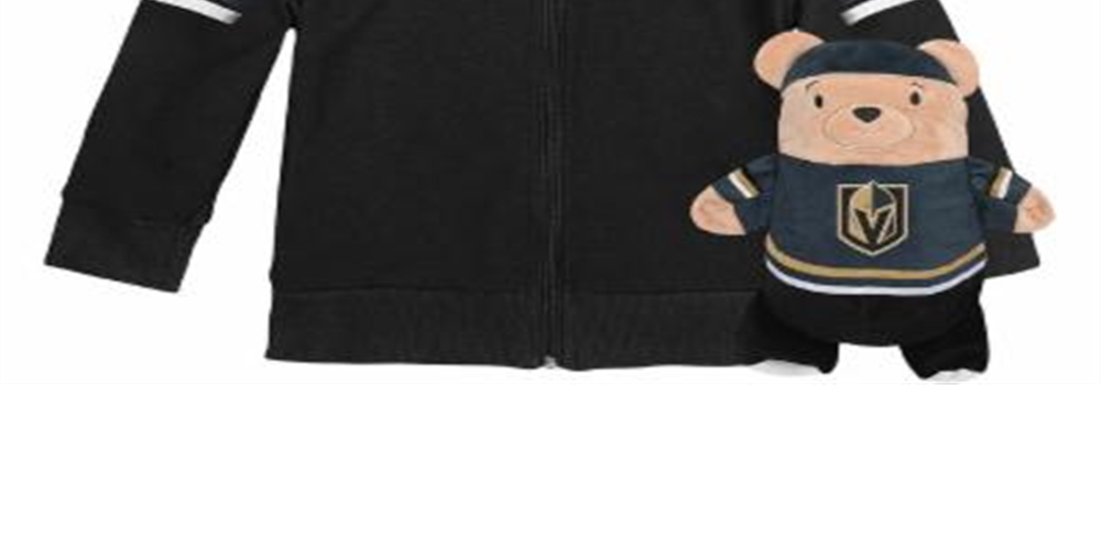 Cubcoats Meninos e Meninas Crianças Vegas Golden Knights 2 em 1 Transformando Moletom com Zíper Completo e Pelúcia Macia Preto Tamanho 2T