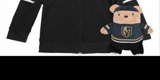 Cubcoats Meninos e Meninas Crianças Vegas Golden Knights 2 em 1 Transformando Moletom com Zíper Completo e Pelúcia Macia Preto Tamanho 2T