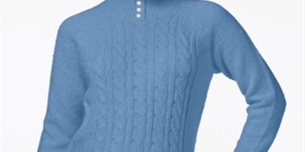 Karen Scott Suéter Feminino Gola Simulada com Acabamento em Botões Azul Tamanho P