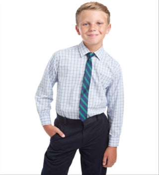 Camisa xadrez Tommy Hilfiger Big Boy's 2 peças, corte regular, com gravata listrada, branca, tamanho 2XL