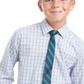 Camisa xadrez Tommy Hilfiger Big Boy's 2 peças, corte regular, com gravata listrada, branca, tamanho 2XL