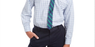 Camisa xadrez Tommy Hilfiger Big Boy's 2 peças, corte regular, com gravata listrada, branca, tamanho 2XL