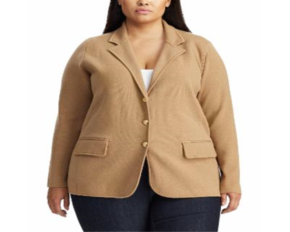 Blazer de malha Ralph Lauren Plus Size Feminino Marrom Tamanho 1X
