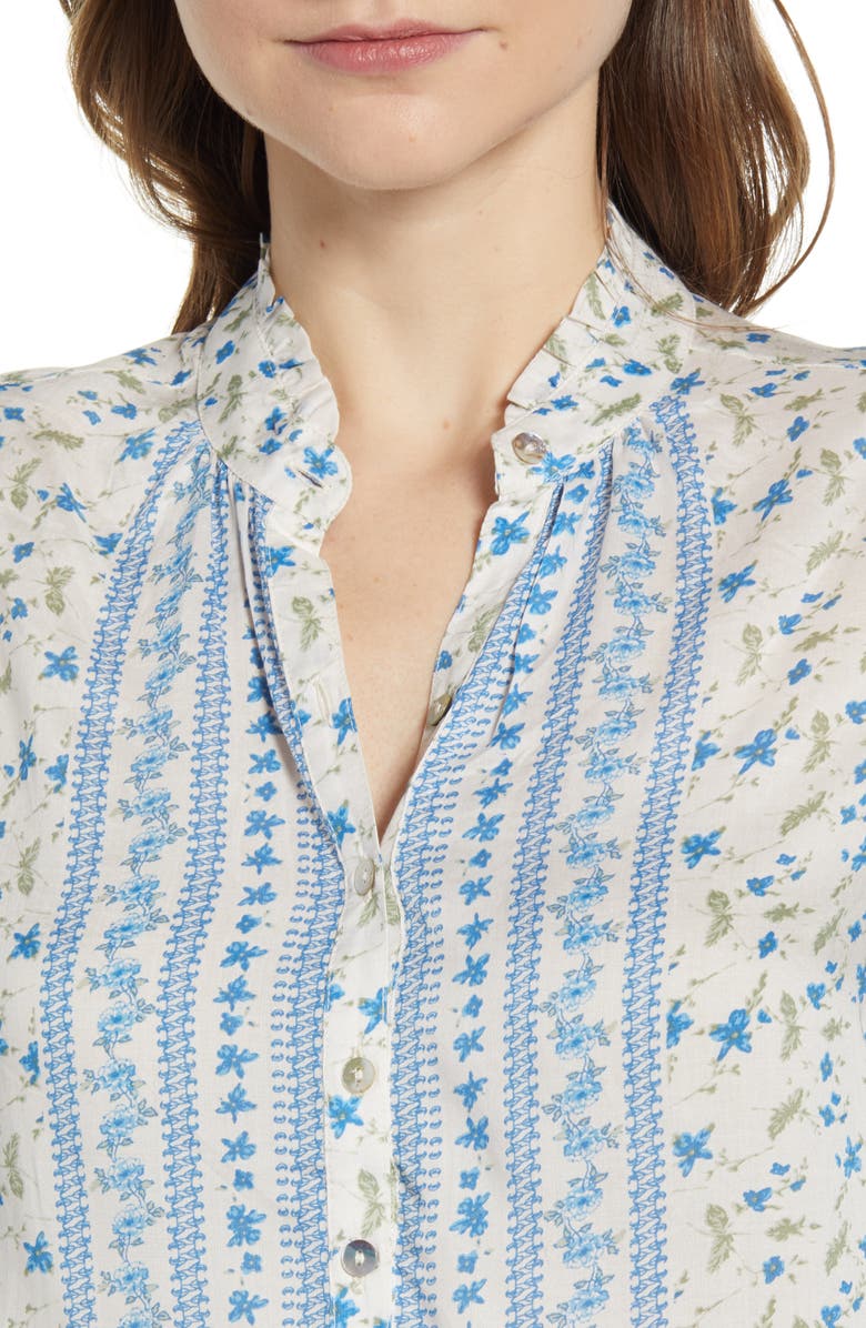 Blusa feminina Lucky Brand Megan com estampa mista, branca, tamanho pequeno