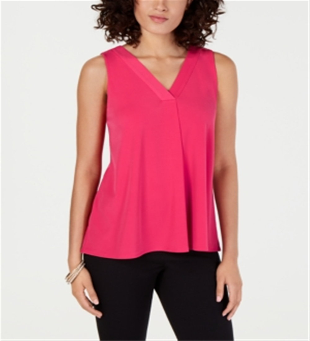Blusa regata feminina Alfani com decote em V, rosa, tamanho pequeno GG