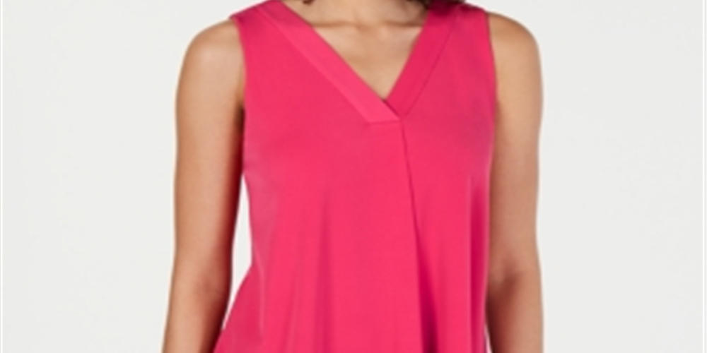 Blusa regata feminina Alfani com decote em V, rosa, tamanho pequeno GG