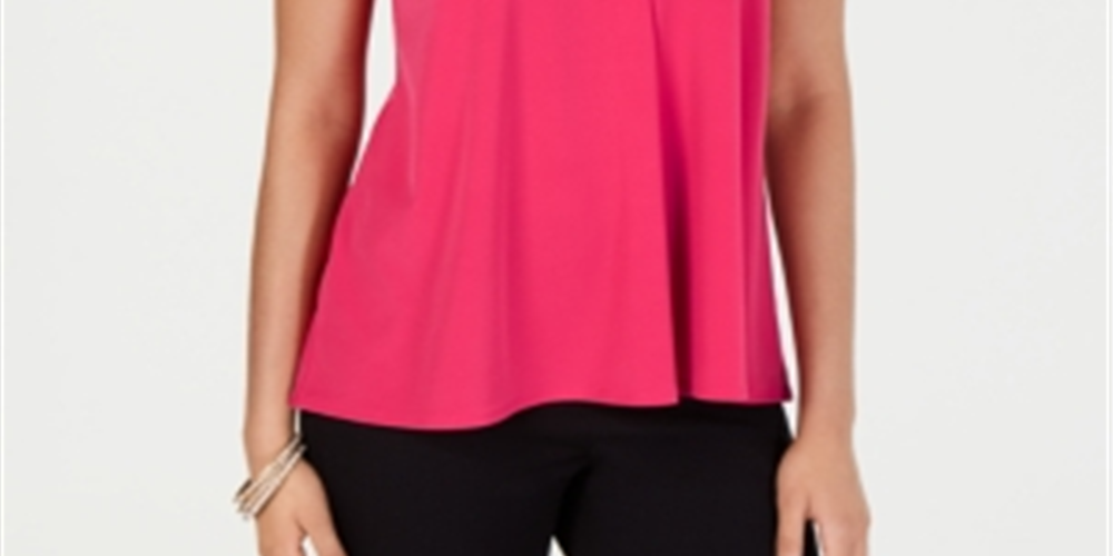 Blusa regata feminina Alfani com decote em V, rosa, tamanho pequeno GG