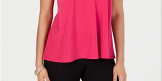 Blusa regata feminina Alfani com decote em V, rosa, tamanho pequeno GG