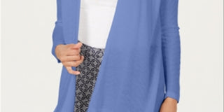 Suéter feminino Charter Club Geo Stitch Completer azul tamanho pequeno médio