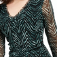 INC International Concepts Top feminino com decote em V e camada dupla, verde, tamanho pequeno, extragrande