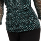 INC International Concepts Top feminino com decote em V e camada dupla, verde, tamanho pequeno, extragrande